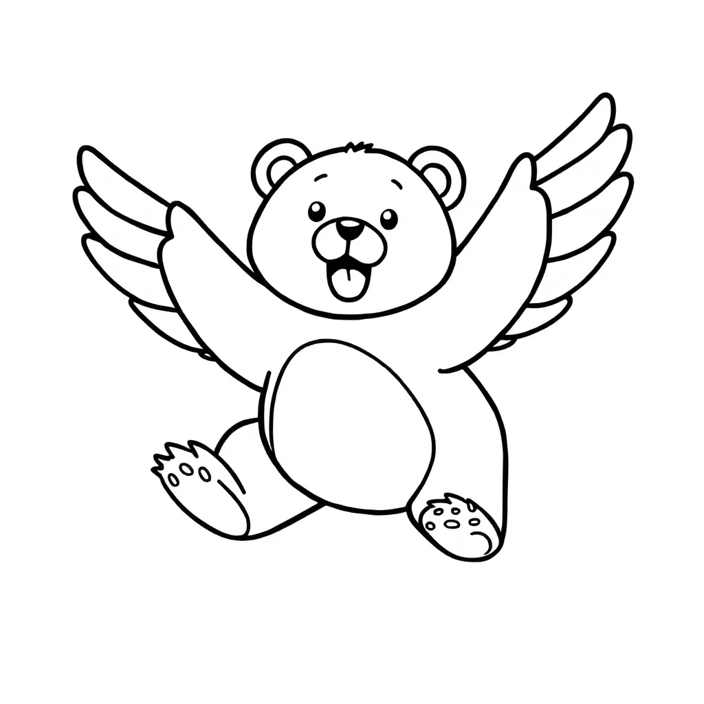 Bears a bear cub flying — easy bears coloring page