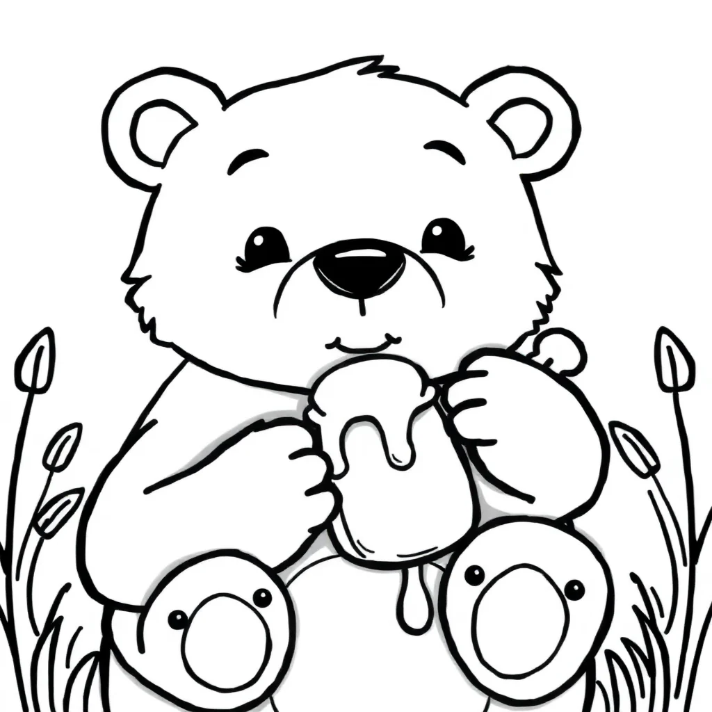 Bears a bear with honey hugging a friend — easy bears coloring page