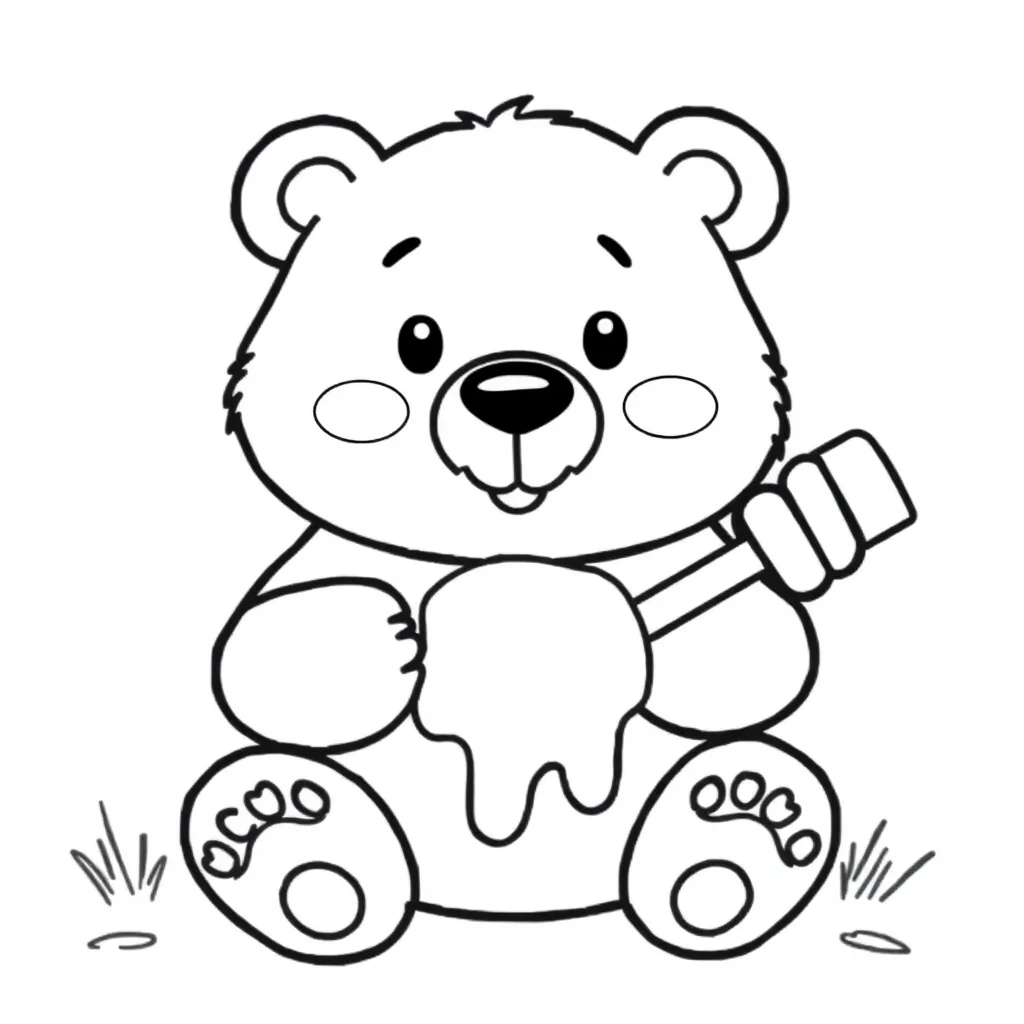 Bears a bear with honey — easy bears coloring page