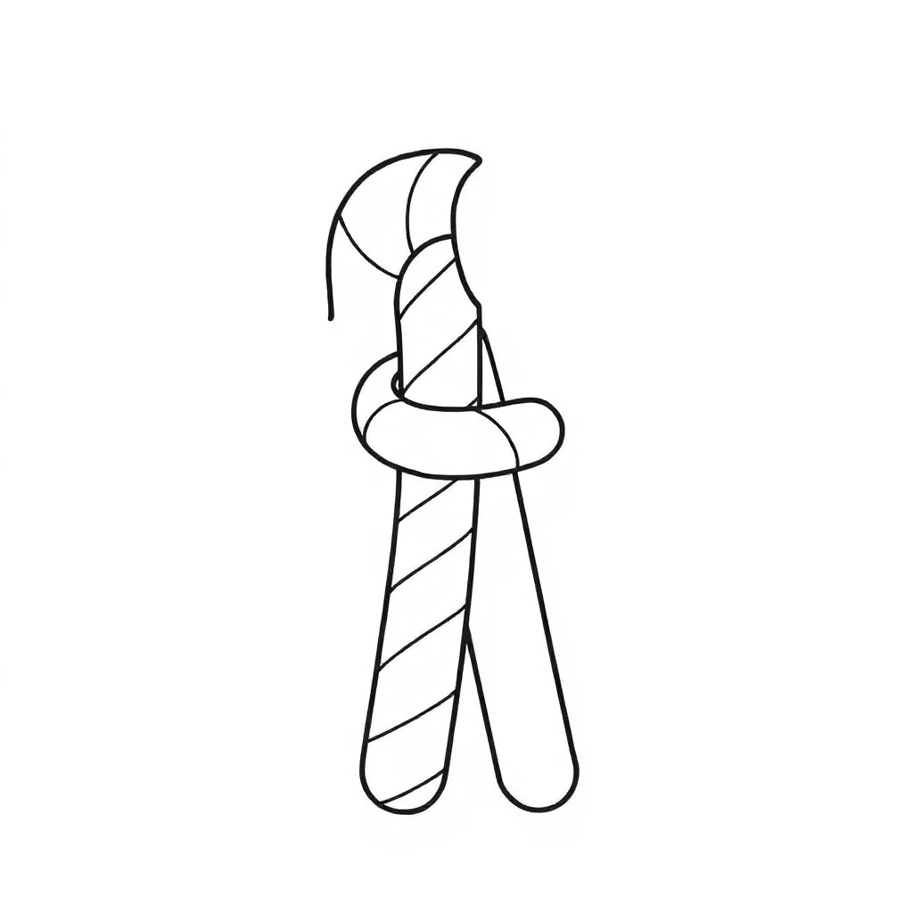 Candy a candy cane hugging a friend — easy candy coloring page