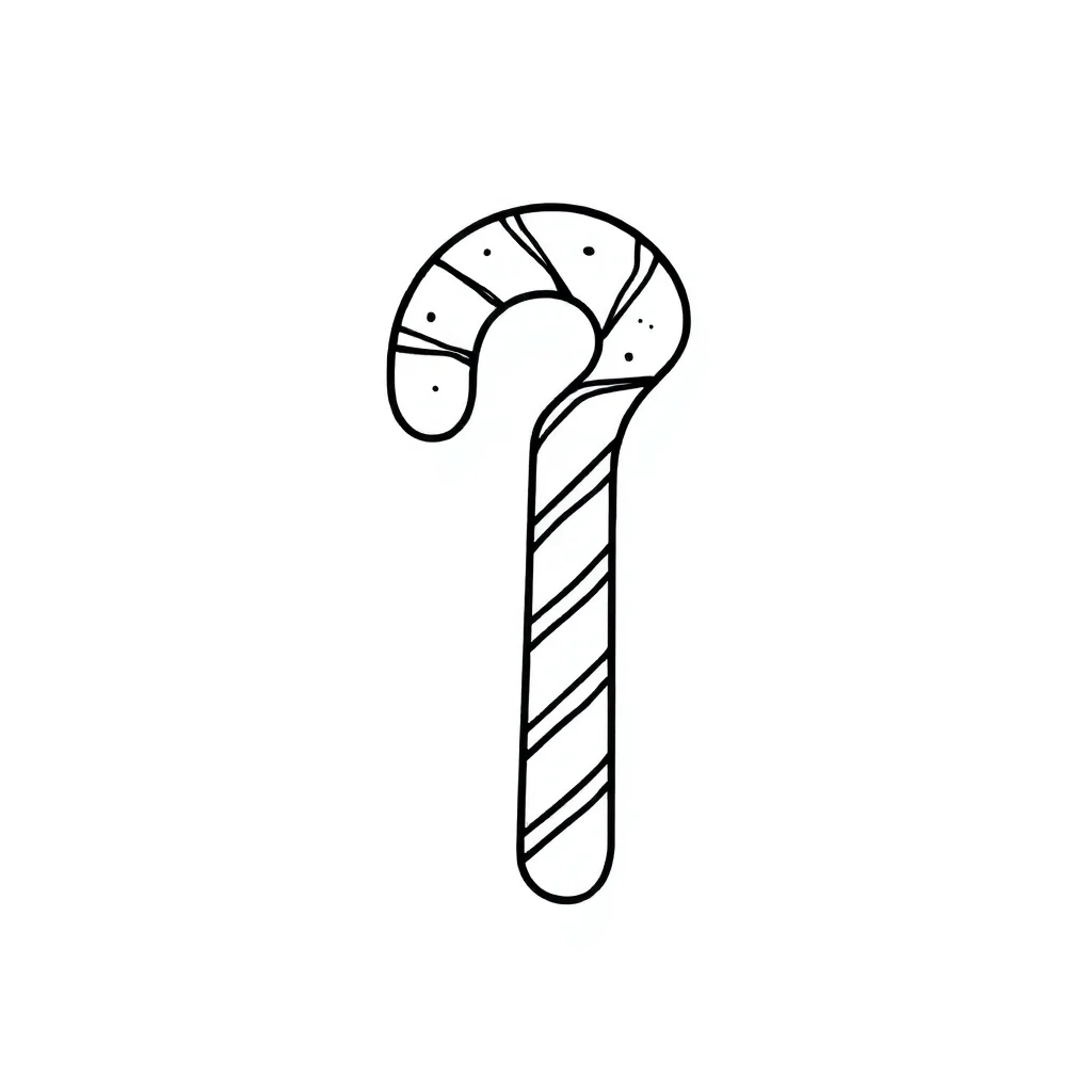 Candy a candy cane — easy candy coloring page