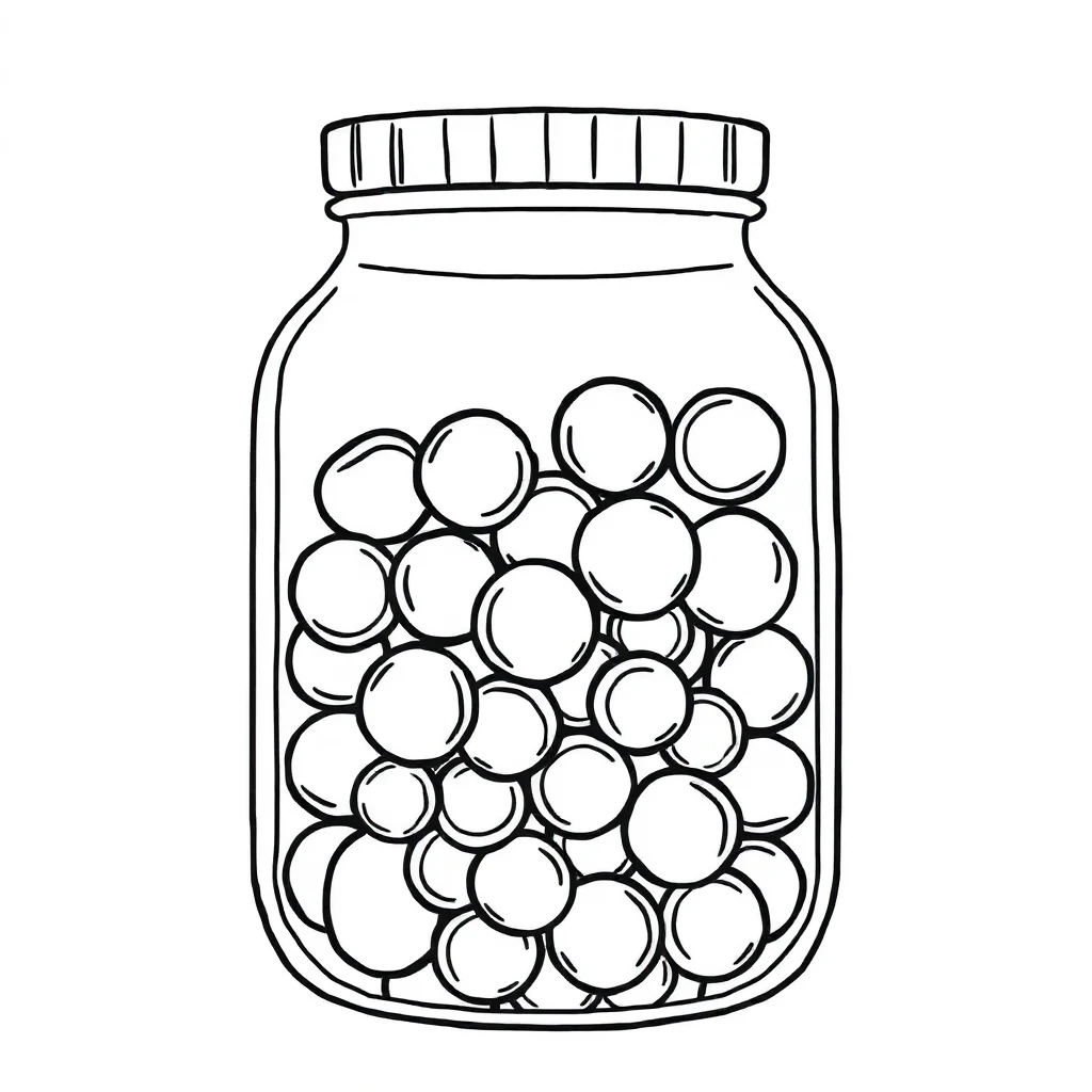 Candy a jar of candy — easy candy coloring page