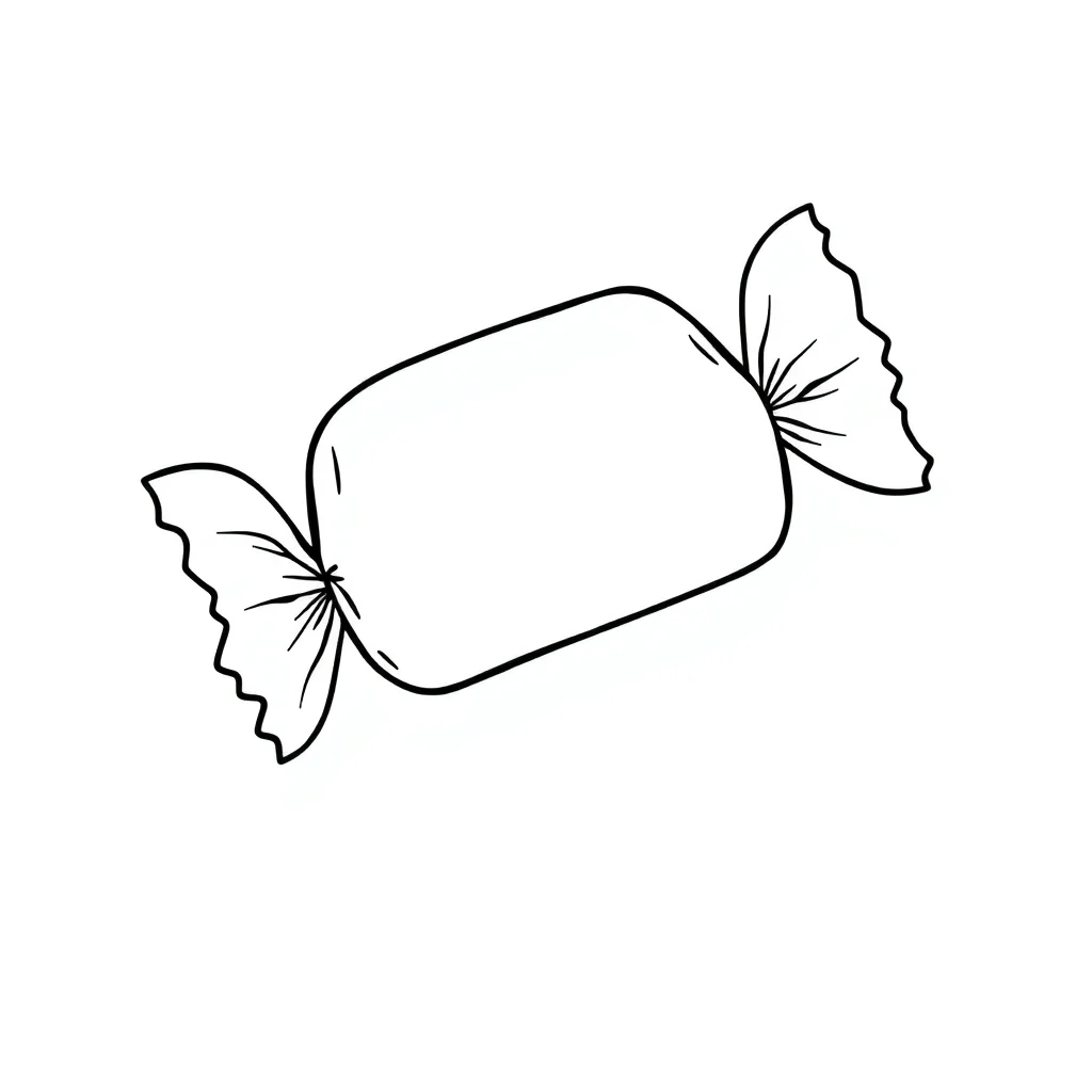 Candy a wrapped candy flying — easy candy coloring page