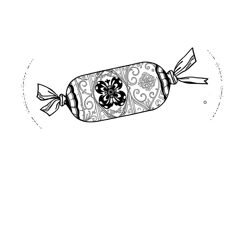 Candy a wrapped candy leaping mid air — detailed candy coloring page