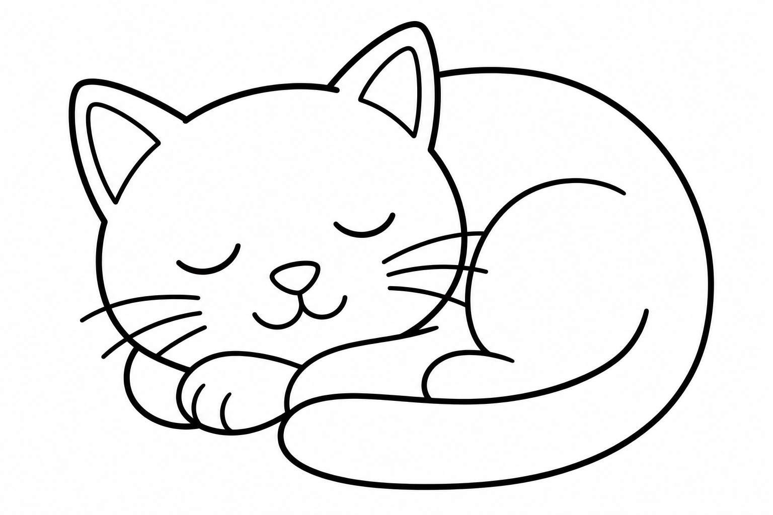 Cats sleeping kitten — easy cats coloring page (ages 2–5)