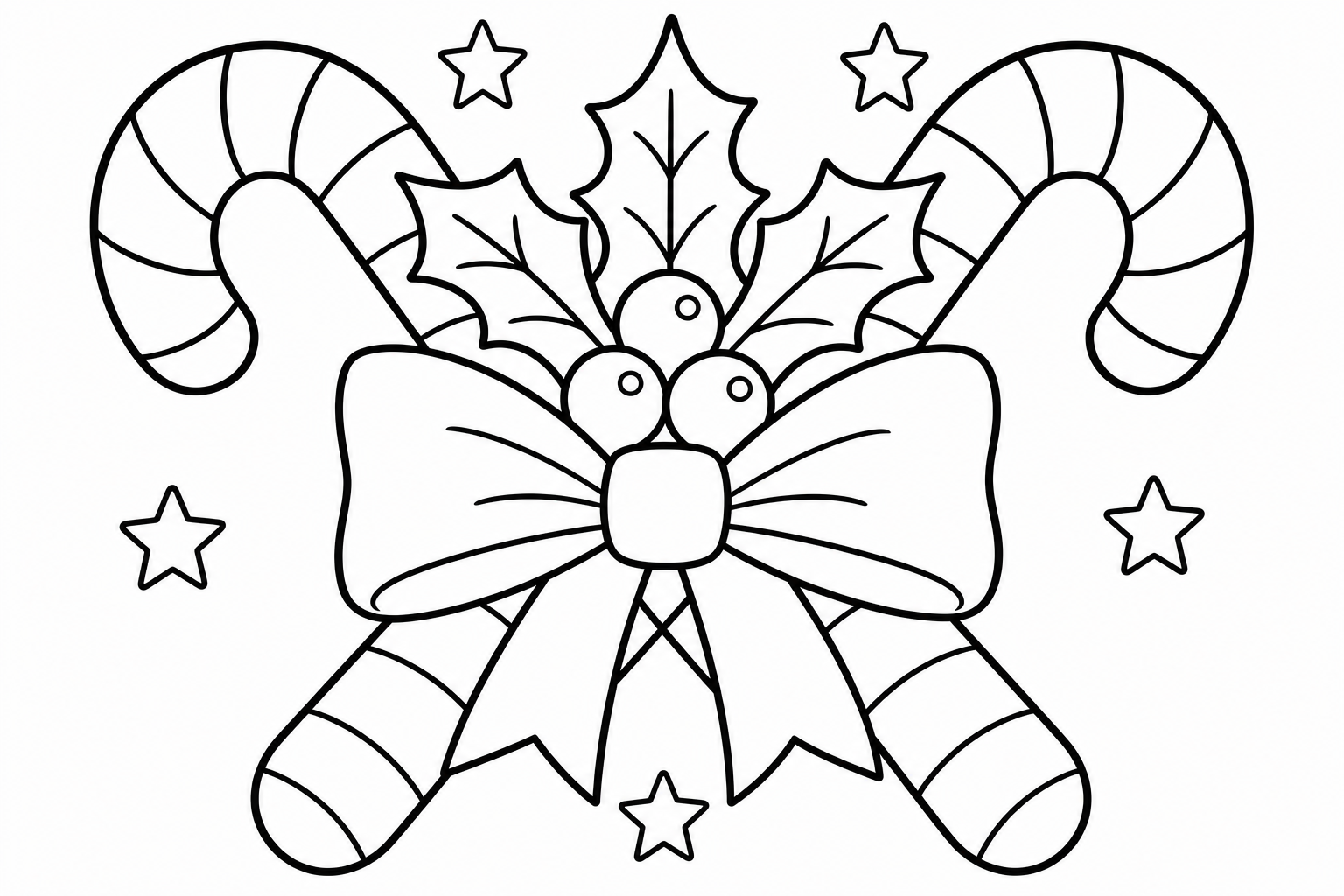 Christmas candy canes — classic christmas coloring page