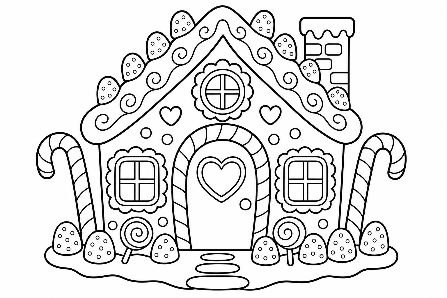 Christmas gingerbread house — classic christmas coloring page
