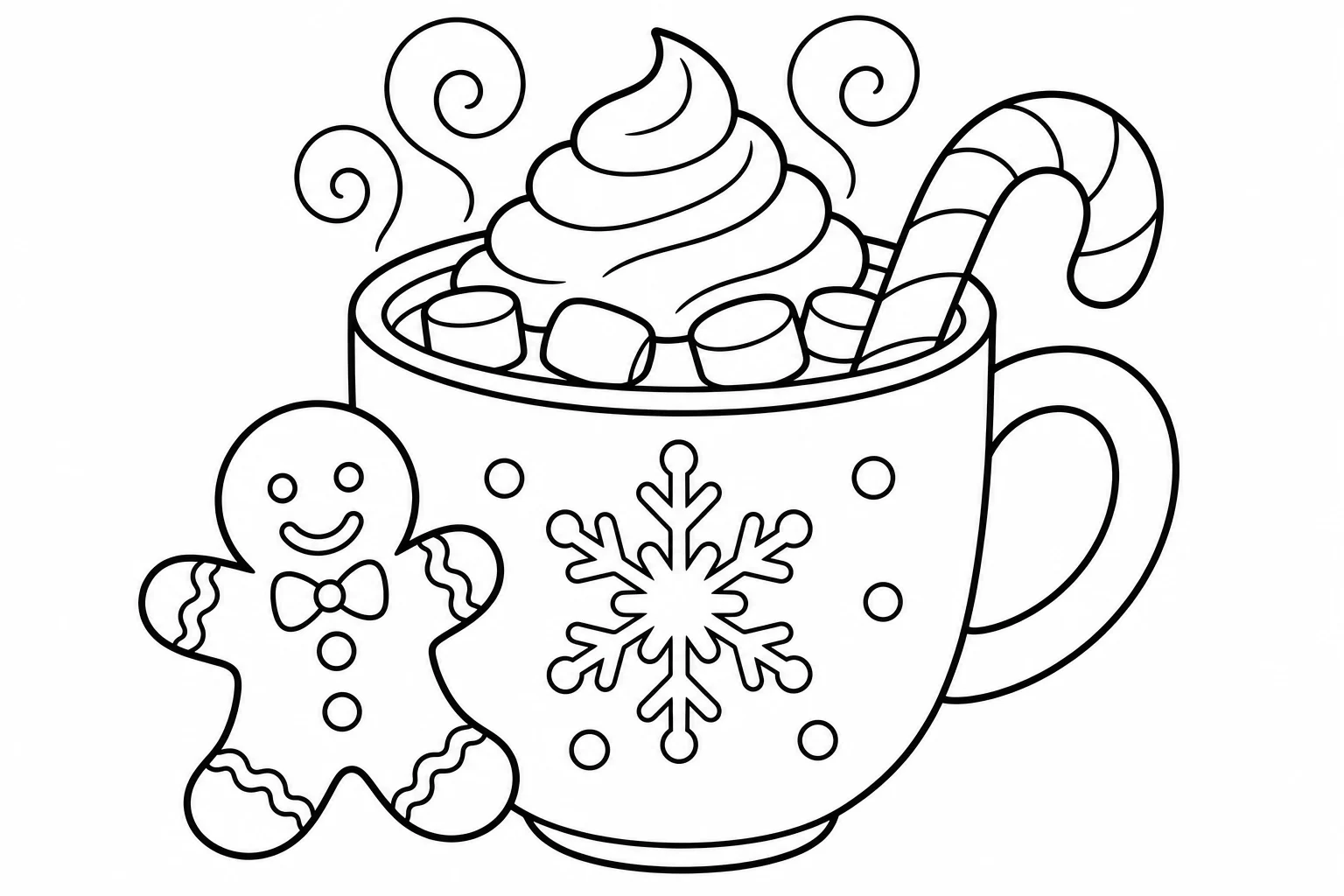 Christmas hot cocoa — Christmas coloring page