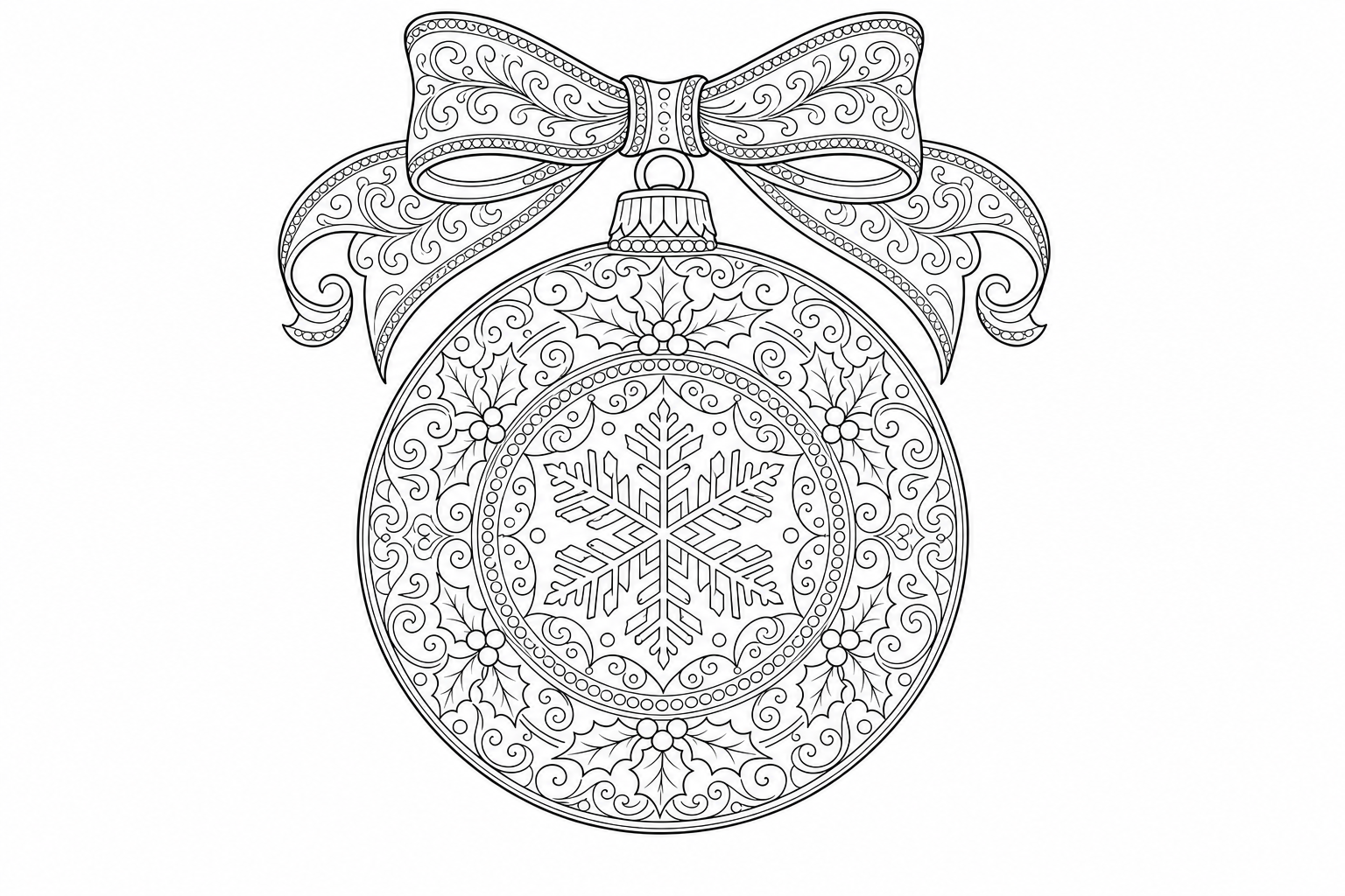 Christmas ornament mandala — detailed christmas coloring page