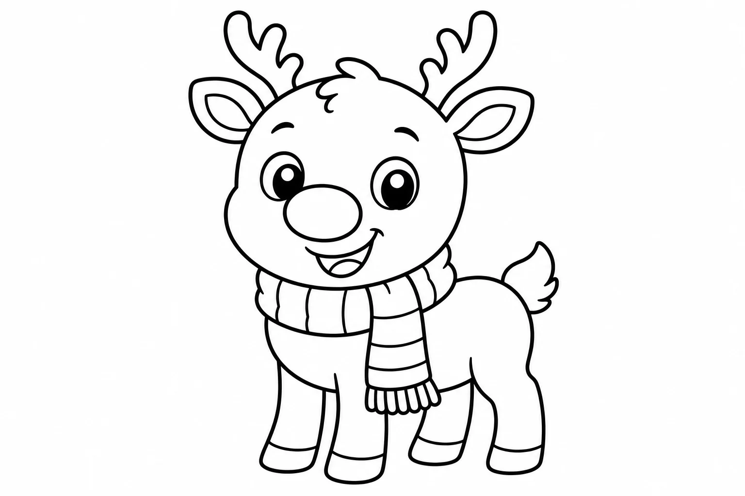 Christmas reindeer scarf — Christmas coloring page