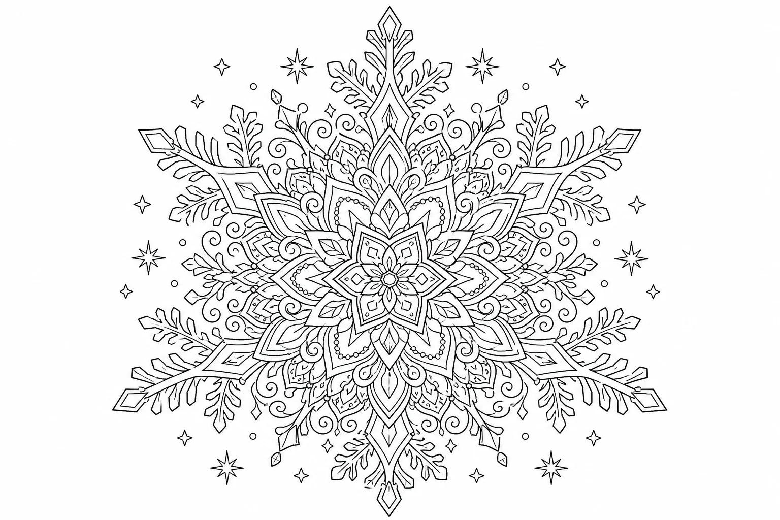 Christmas snowflake mandala — Christmas coloring page