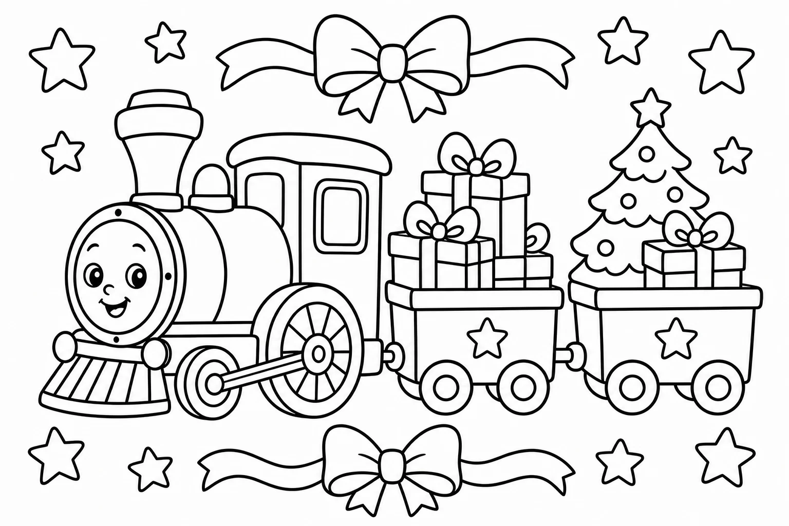 Christmas toy train — Christmas coloring page