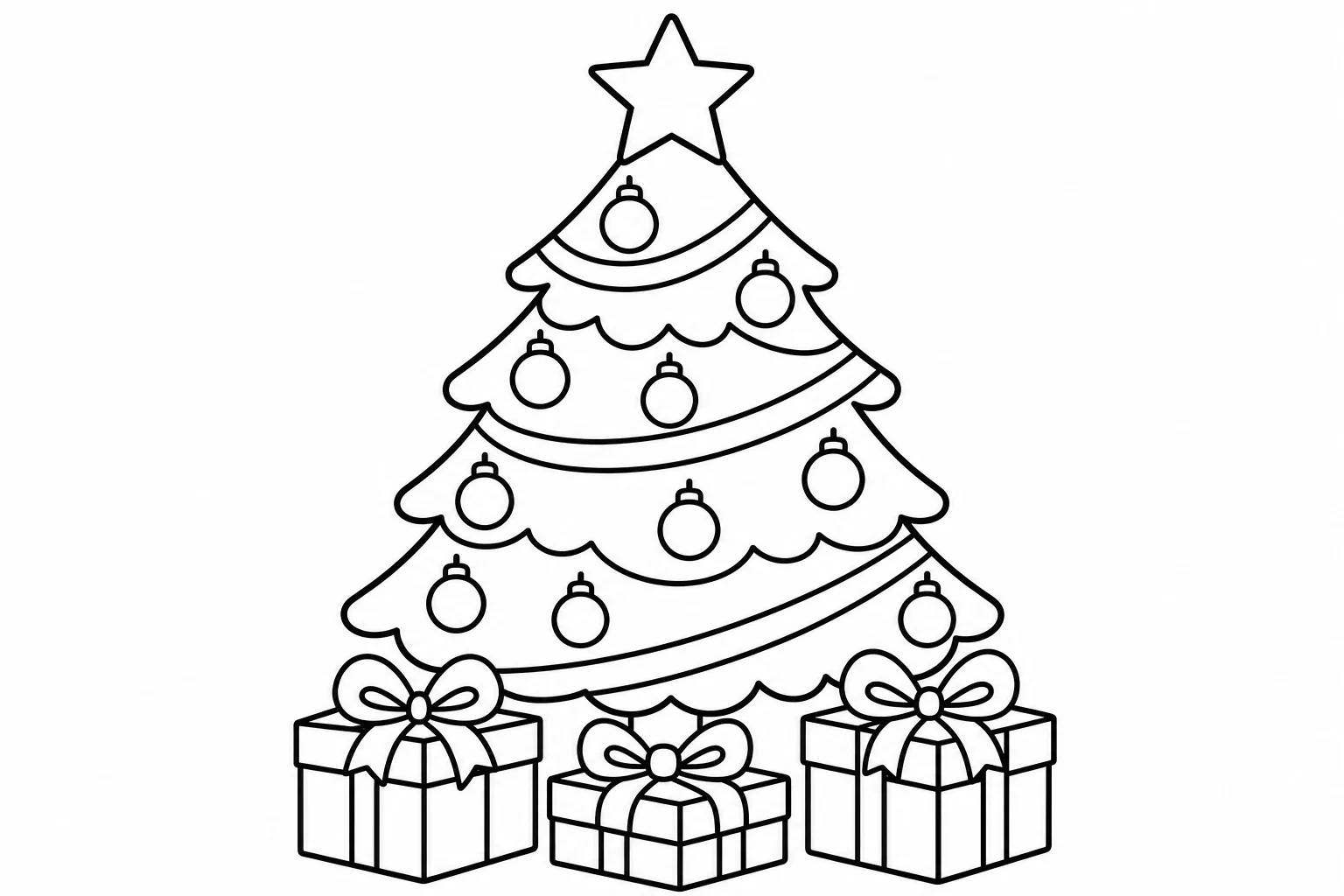 Christmas tree decorated — Christmas coloring page