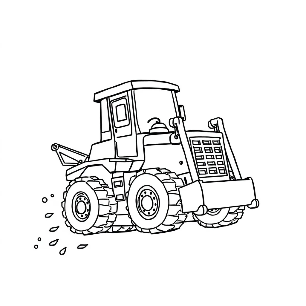 Construction a bulldozer flying — easy construction vehicles coloring page