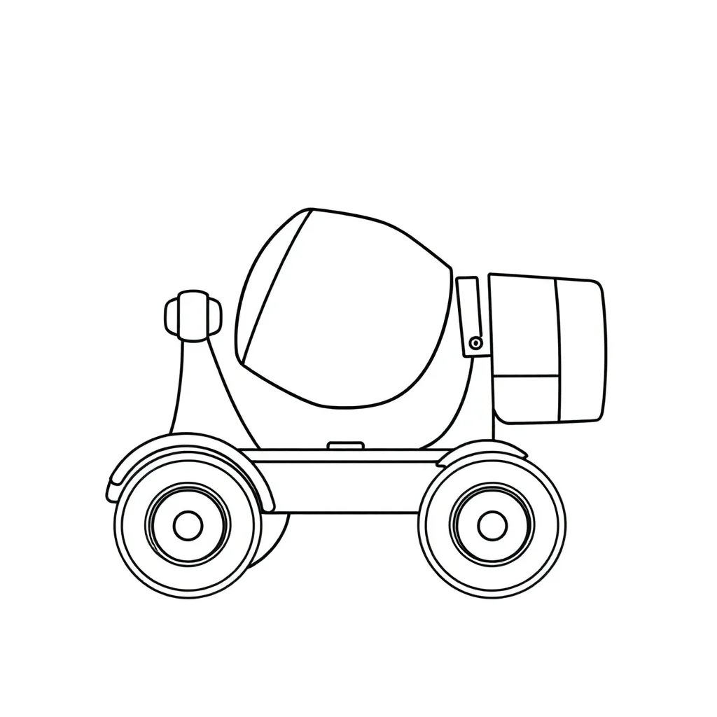 Construction a cement mixer — easy construction vehicles coloring page