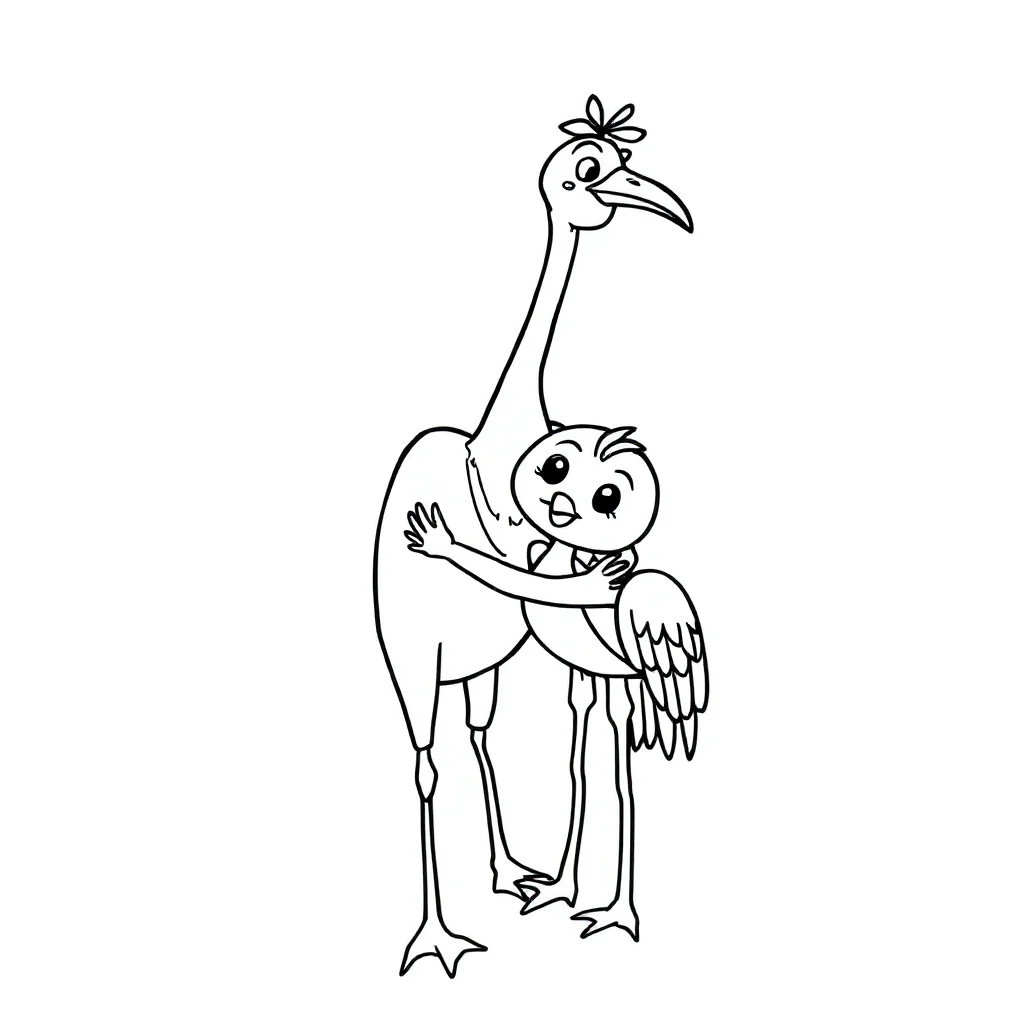 Construction a crane hugging a friend — easy construction vehicles coloring page