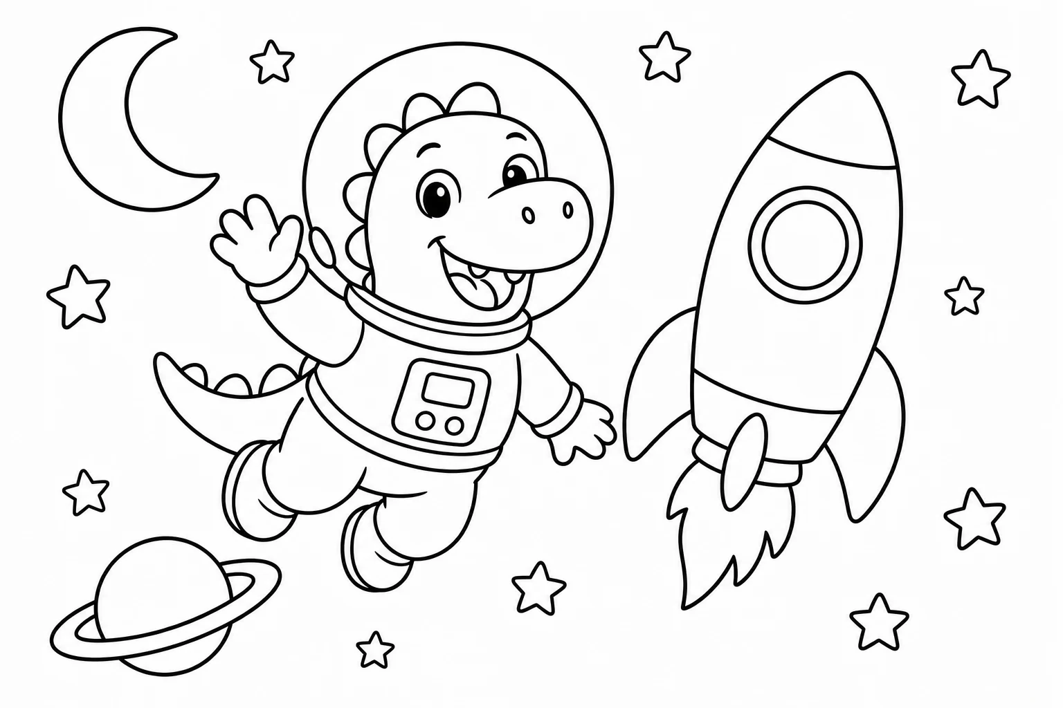 Dinosaurs astronaut dino — classic dinosaurs coloring page