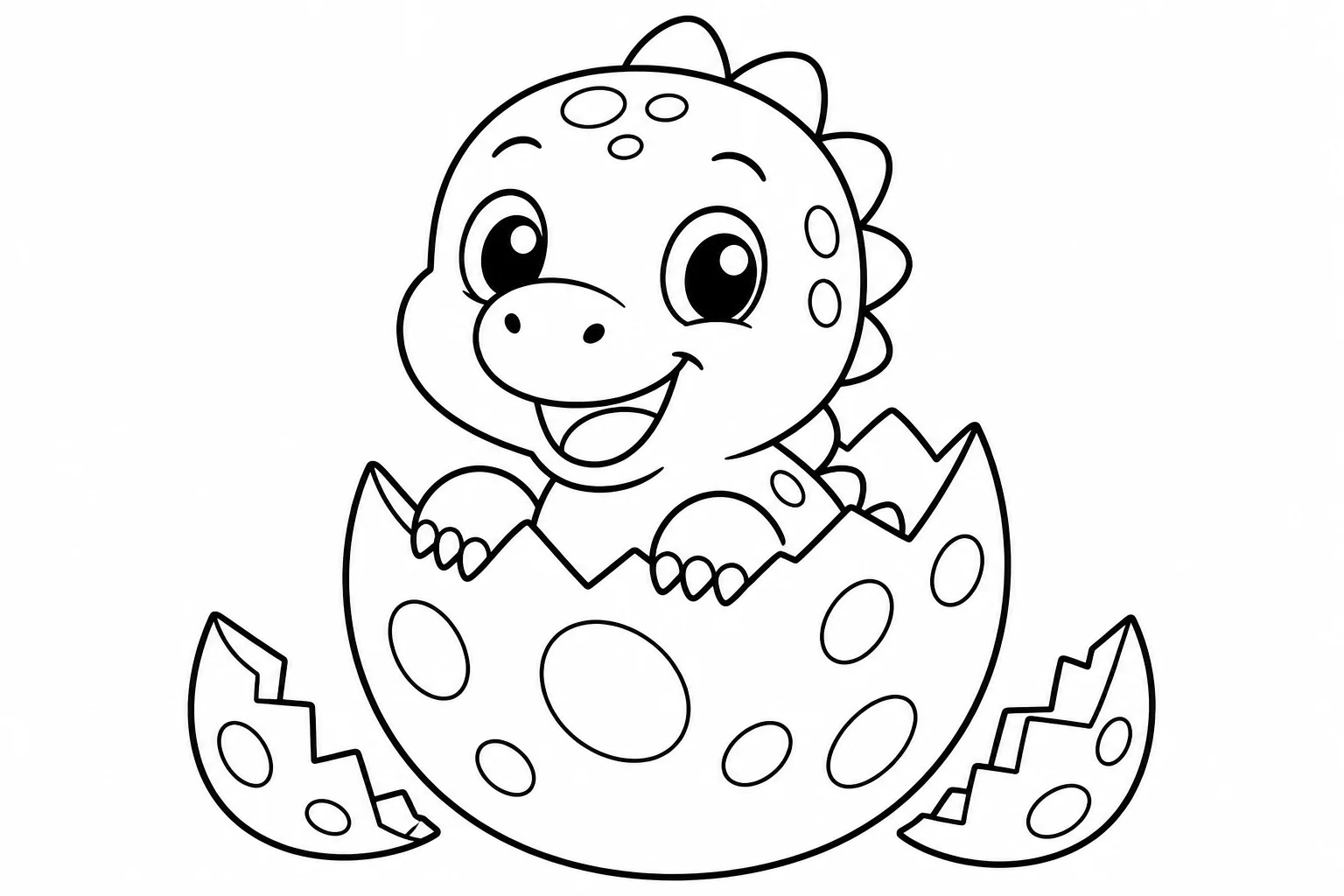 Dinosaurs baby hatching — easy dinosaurs coloring page