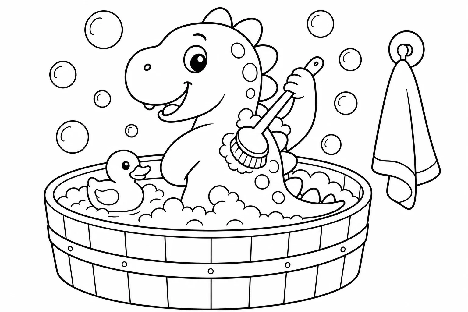 Dinosaurs bath time dino — classic dinosaurs coloring page