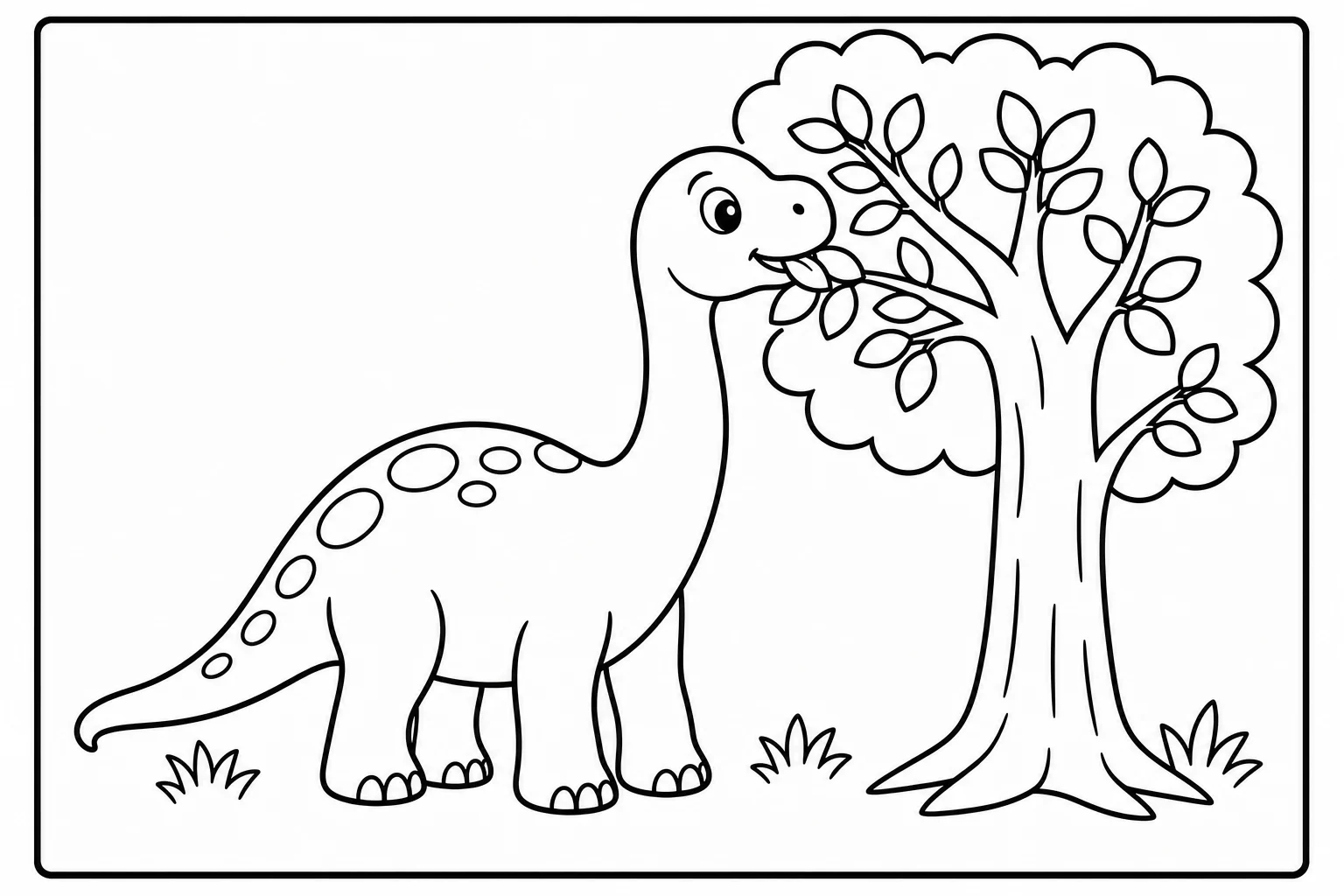 Dinosaurs long neck — easy dinosaurs coloring page
