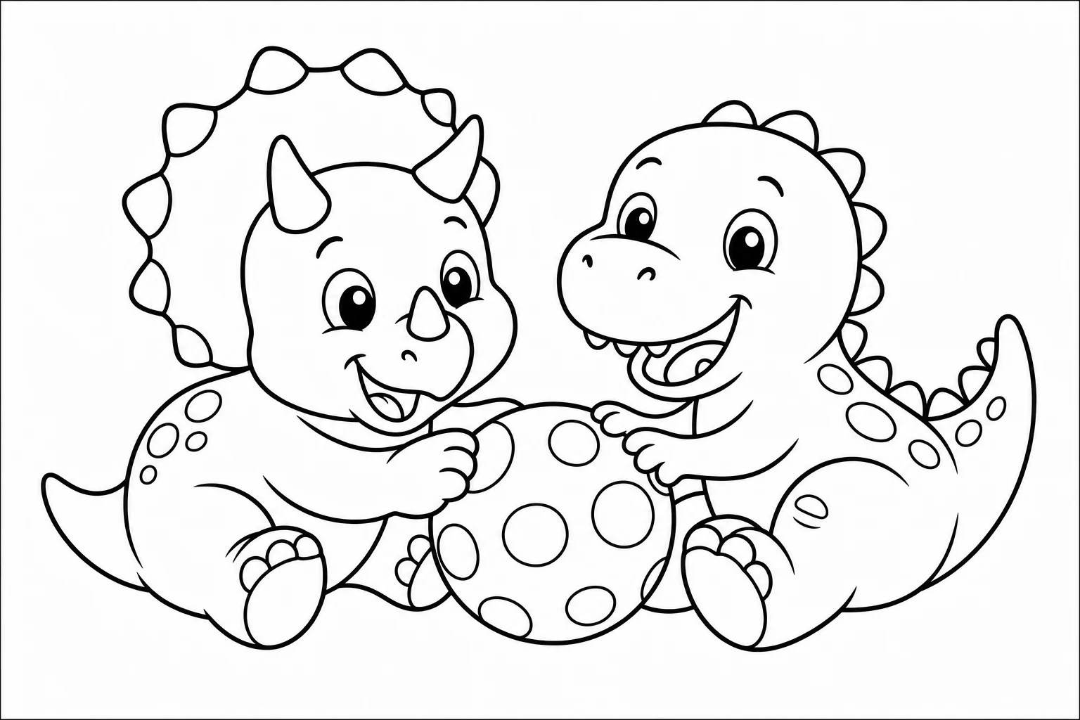 Dinosaurs two friends — easy dinosaurs coloring page