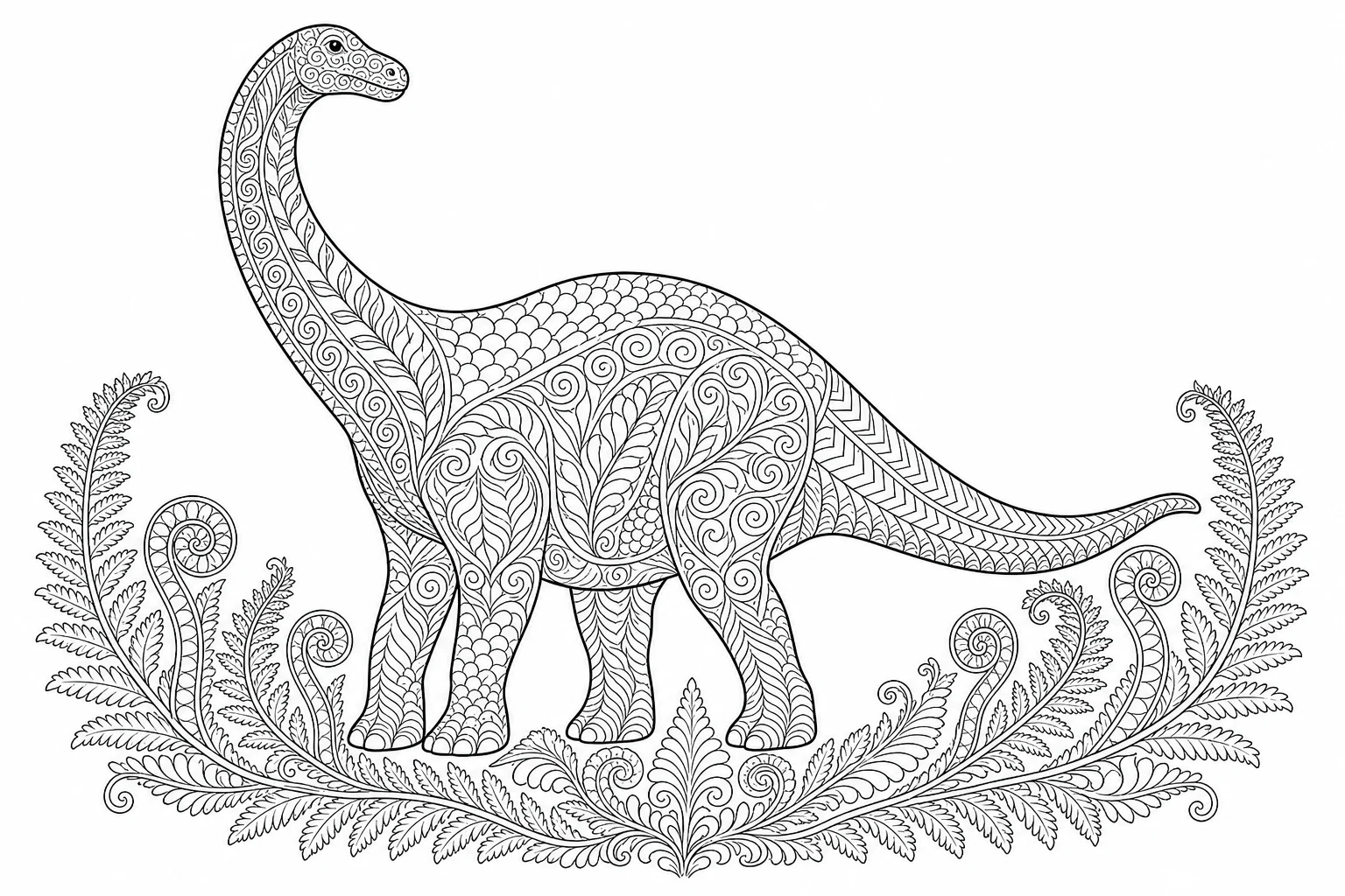 Dinosaurs zentangle — Dinosaurs coloring page