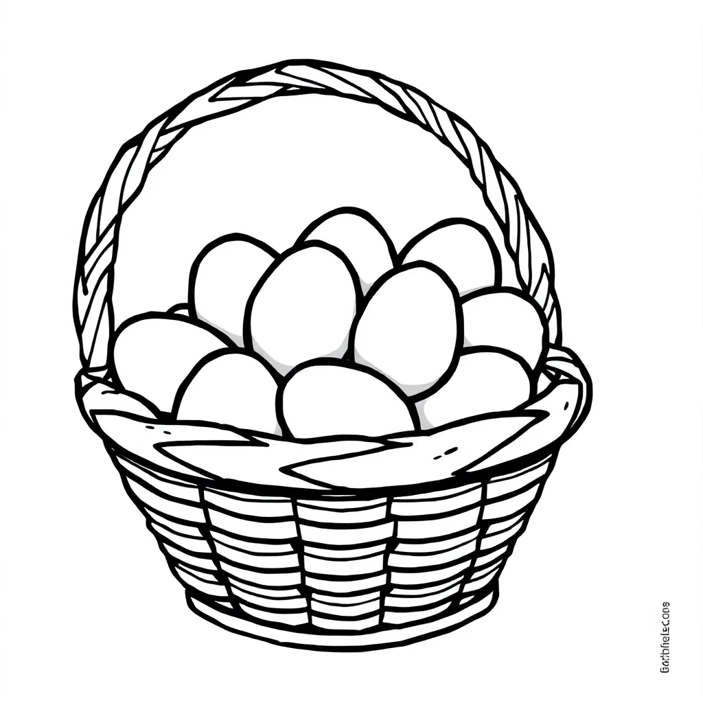 Easter a basket of eggs — easy easter coloring page