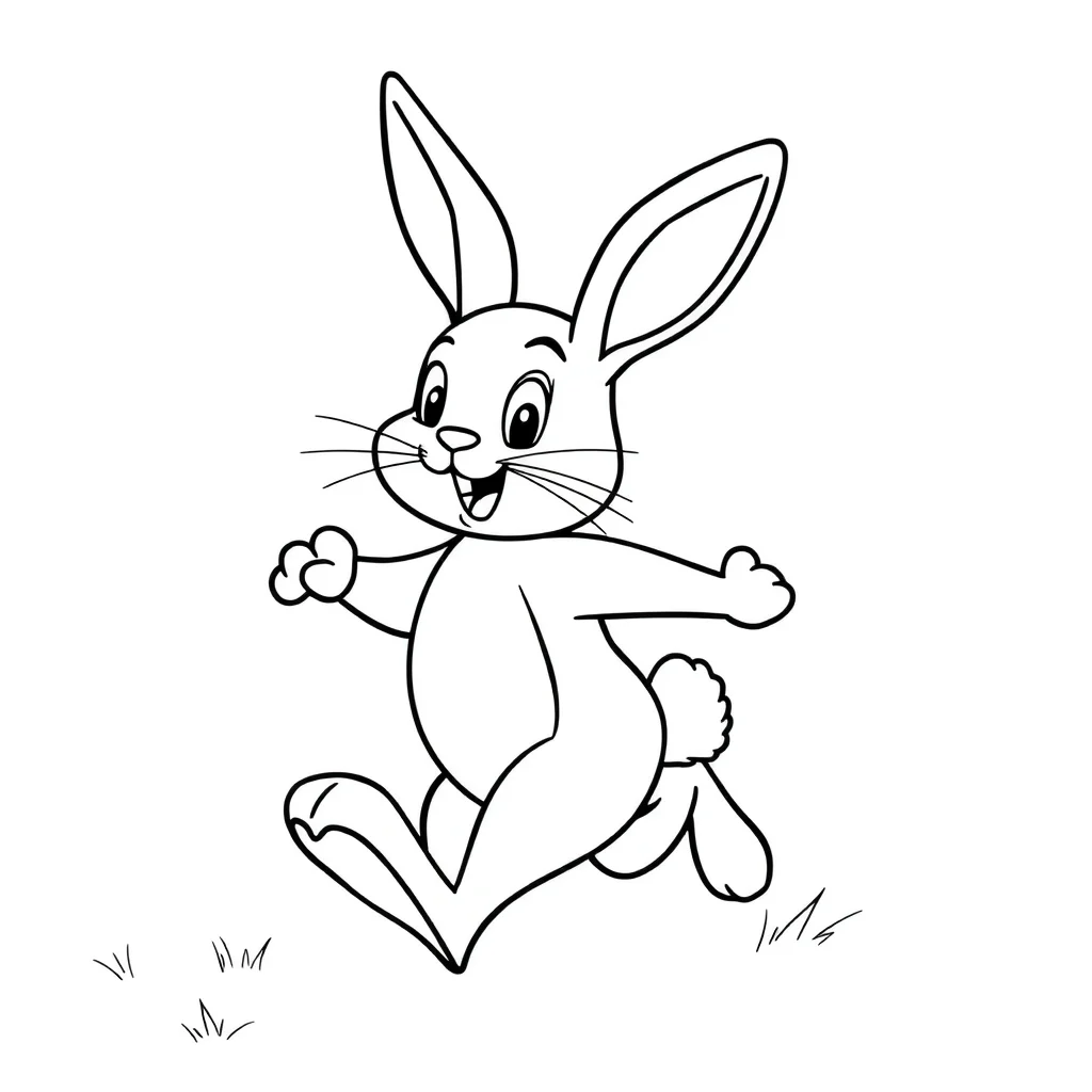 Easter an easter bunny running — easy easter coloring page