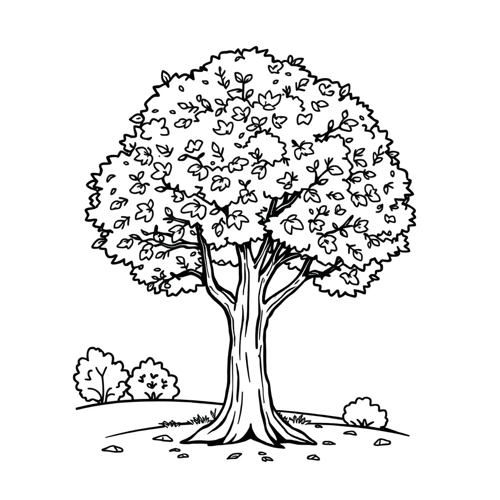 Fall a tree in autumn — easy fall coloring page