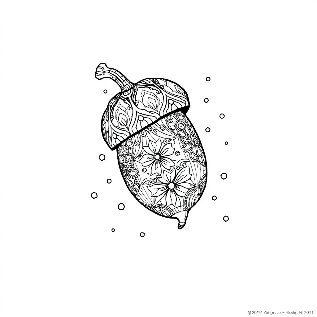 Fall an acorn dancing — Fall coloring page