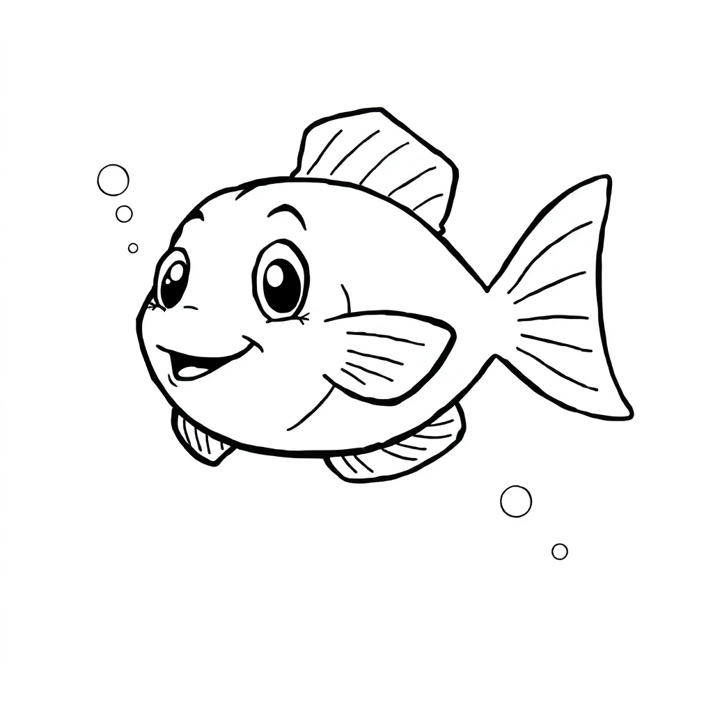 Fish a cute fish running — easy fish coloring page