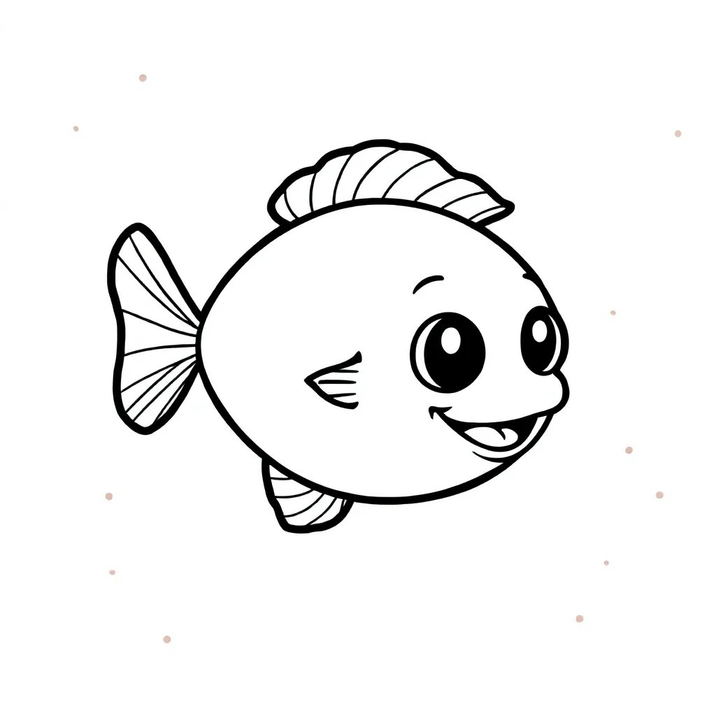 Fish a cute fish — easy fish coloring page