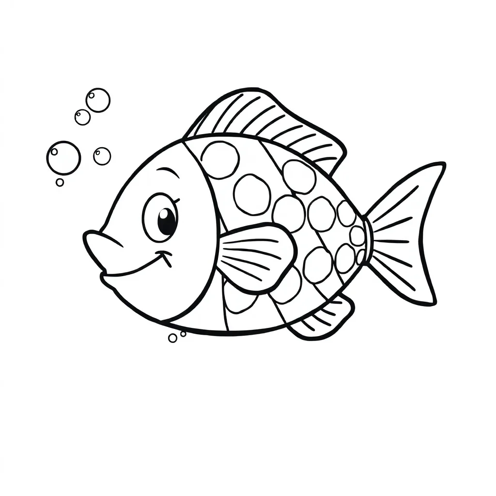 Fish a fish with bubbles — Fish coloring page