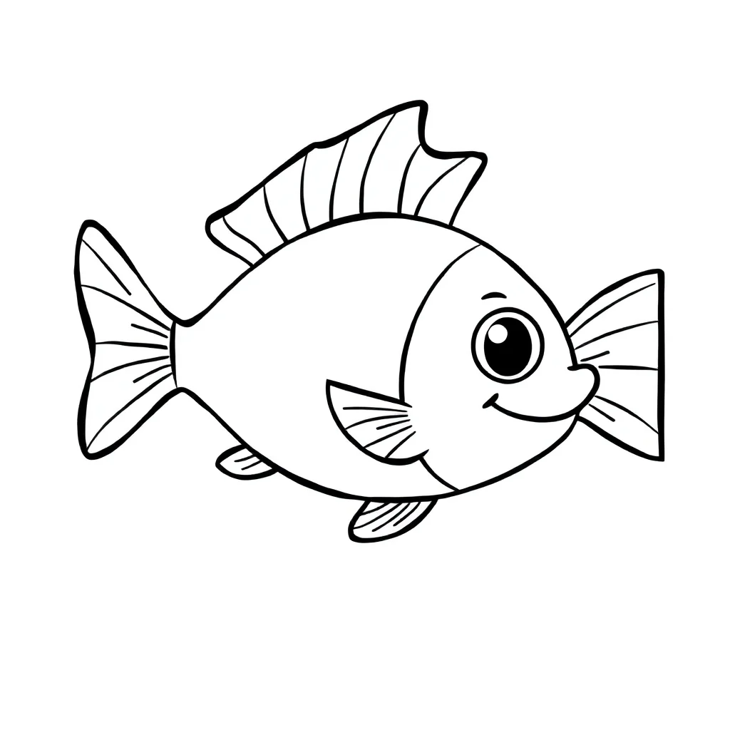 Fish a fish with fins — easy fish coloring page