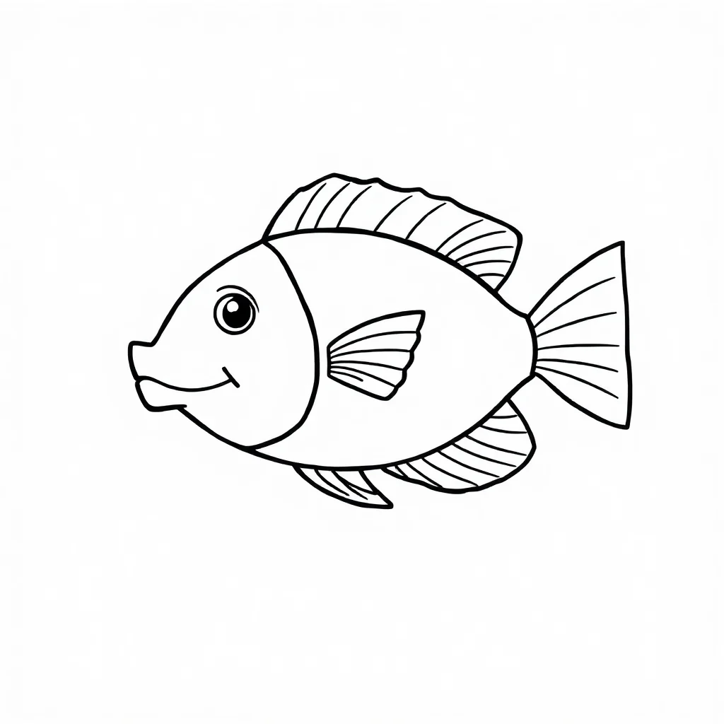 Fish a tropical fish — easy fish coloring page