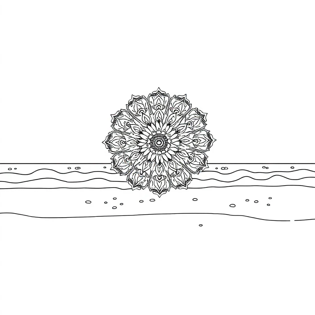 Floral mandalas a detailed floral mandala on the beach — classic floral mandalas coloring page (ages 5–10)
