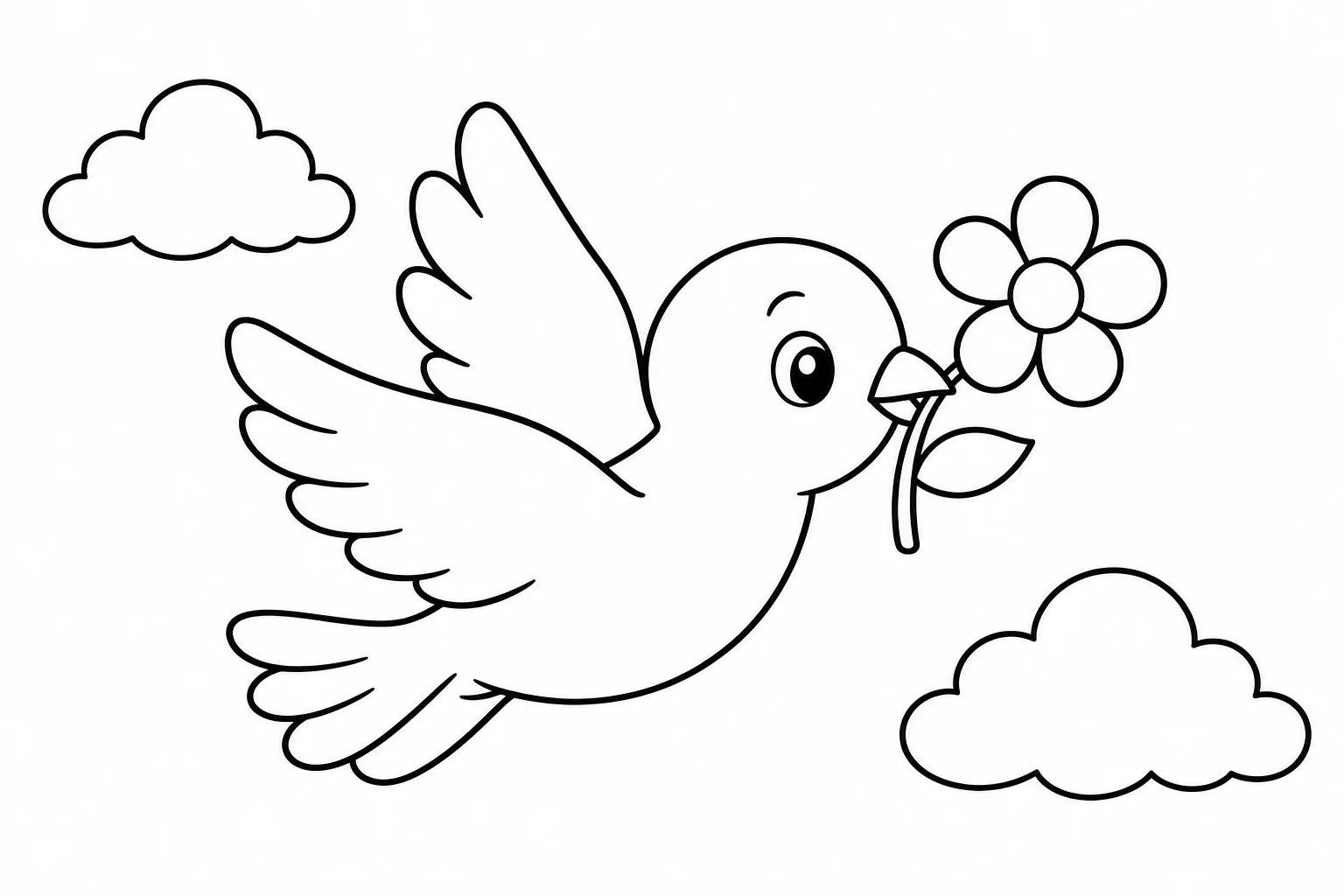Flowers bird delivery — easy flowers coloring page