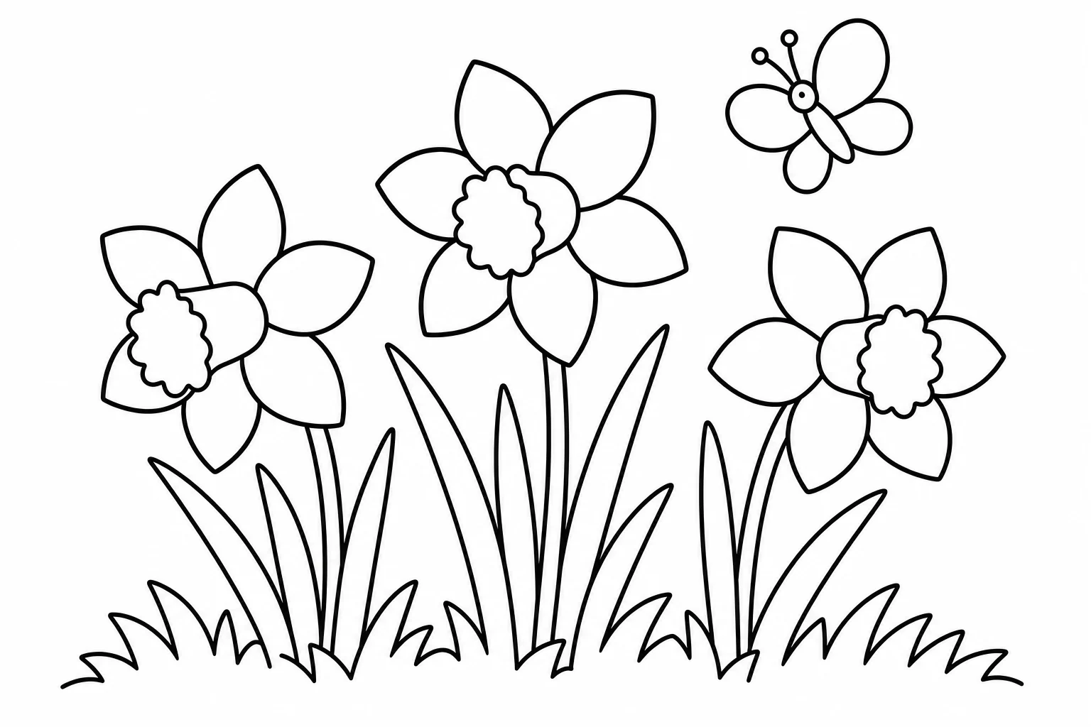 Flowers daffodils — easy flowers coloring page