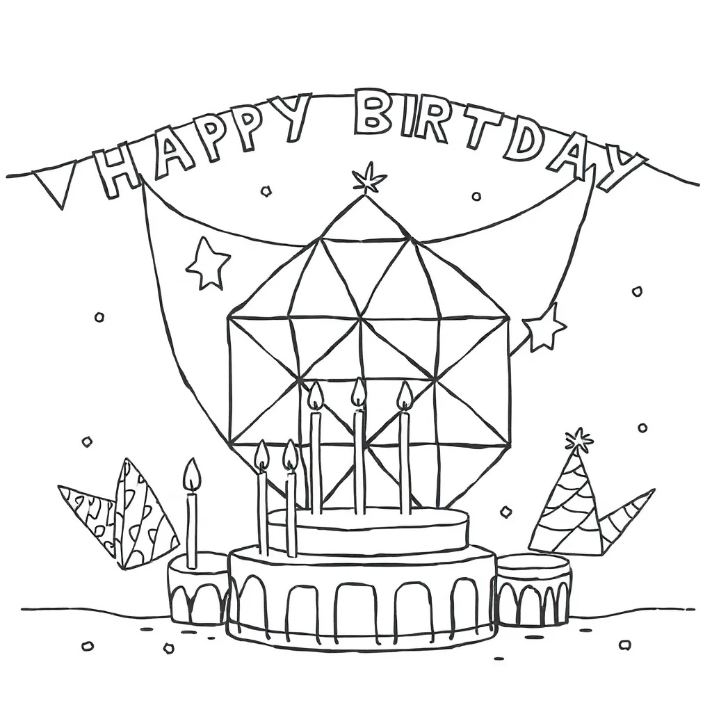 Geometric a geometric pattern celebrating a birthday — classic geometric patterns coloring page (ages 5–10)