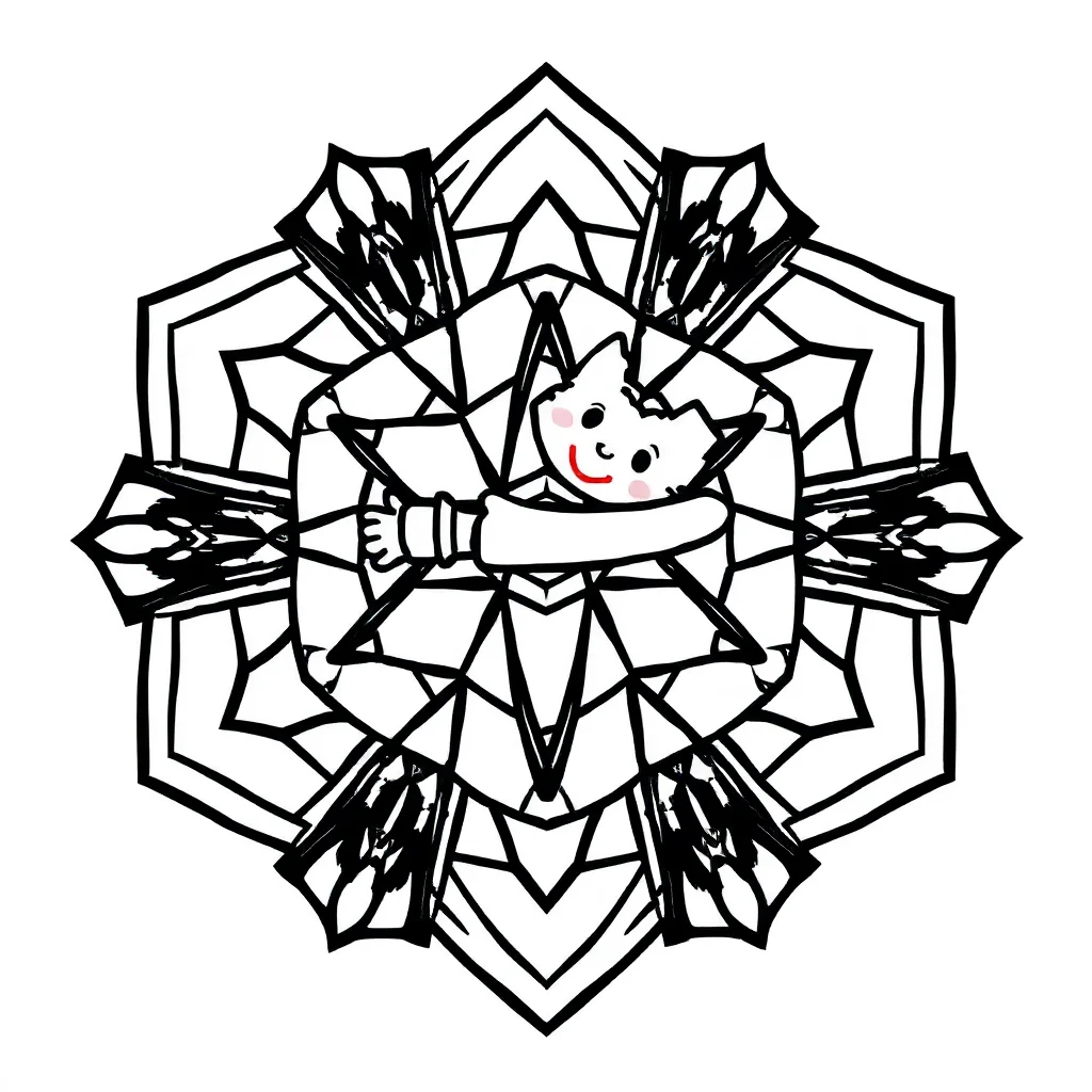 Geometric a symmetrical geometric design hugging a friend — easy geometric patterns coloring page