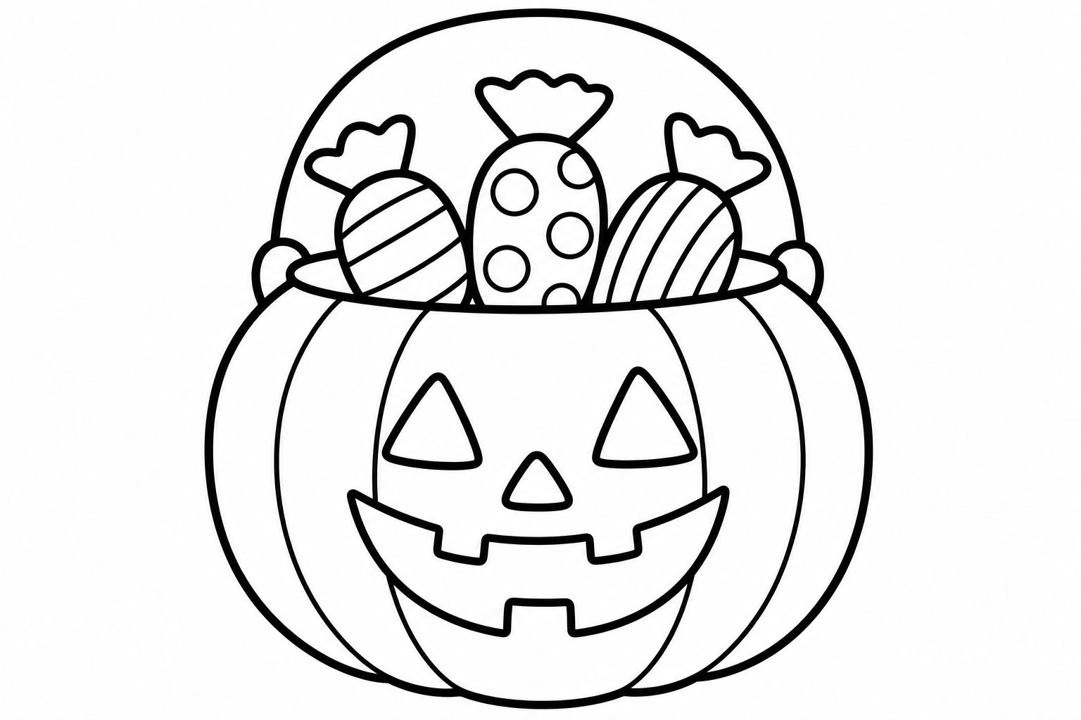 Halloween candy bucket simple — easy halloween coloring page (ages 2–5)