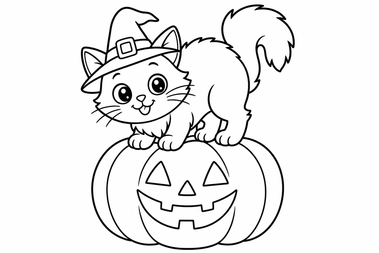 Halloween cat pumpkin — classic halloween coloring page