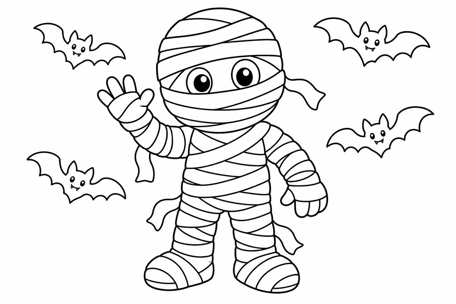 Halloween mummy wave — Halloween coloring page