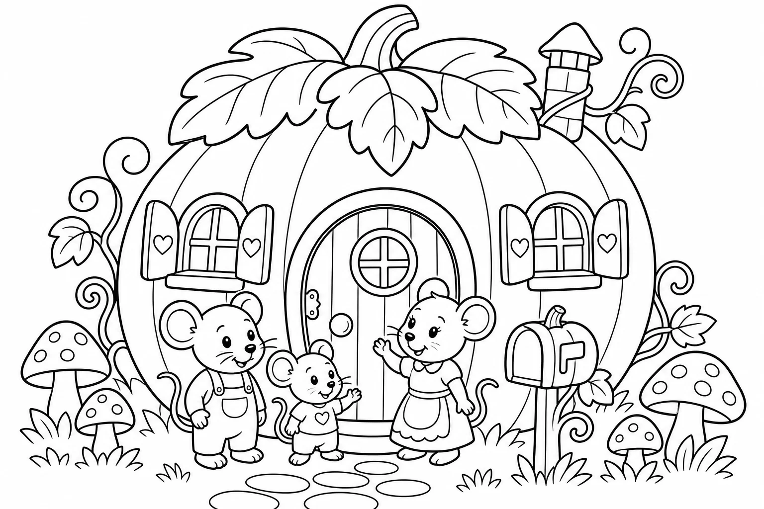 Halloween pumpkin house — Halloween coloring page