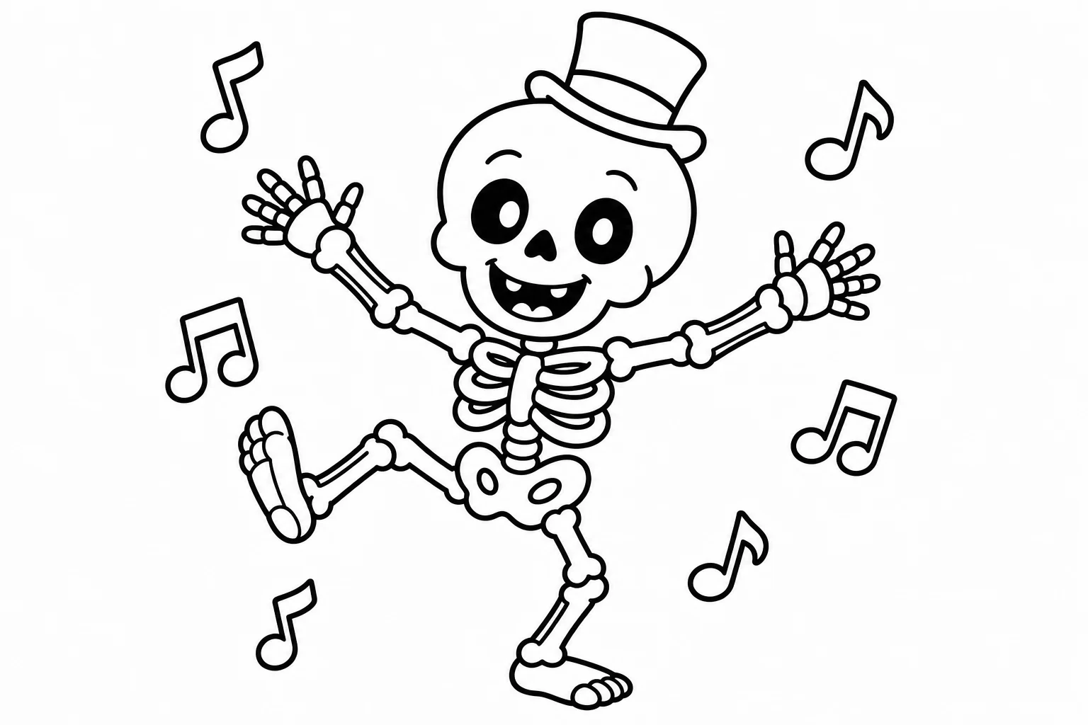 Halloween skeleton dance — Halloween coloring page