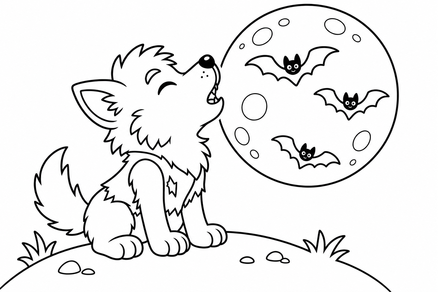 Halloween werewolf pup — classic halloween coloring page (ages 5–10)