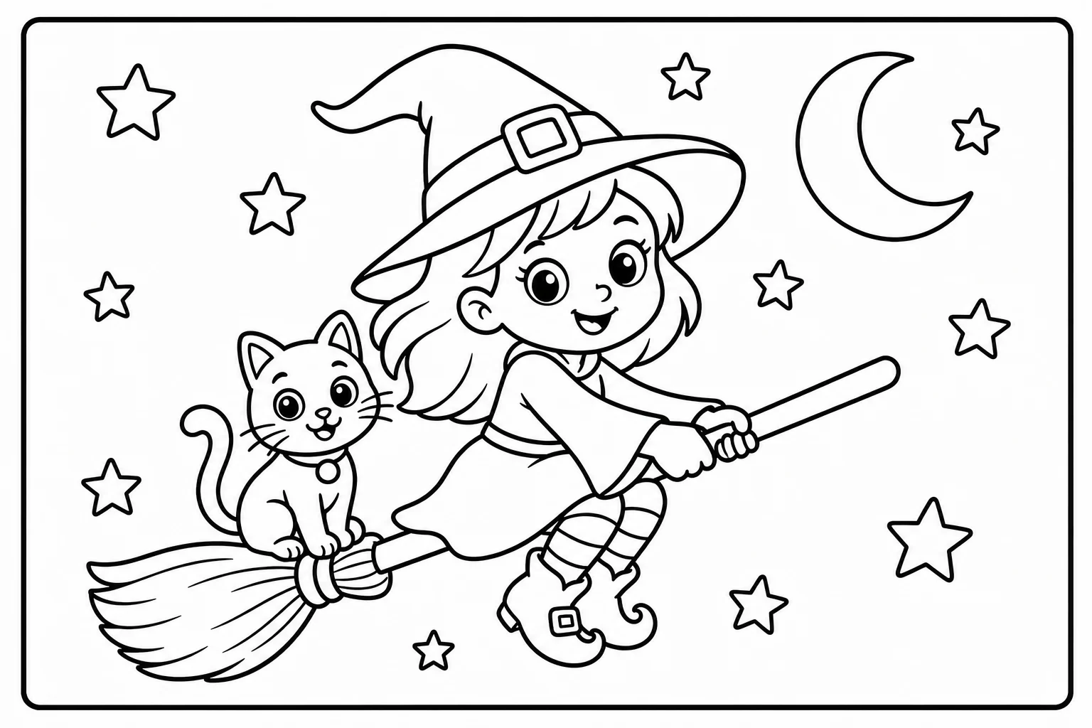 Halloween witch broom — Halloween coloring page