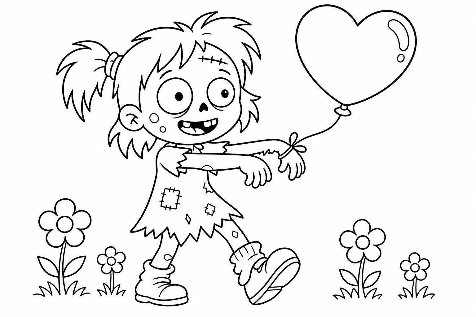Halloween zombie girl — Halloween coloring page