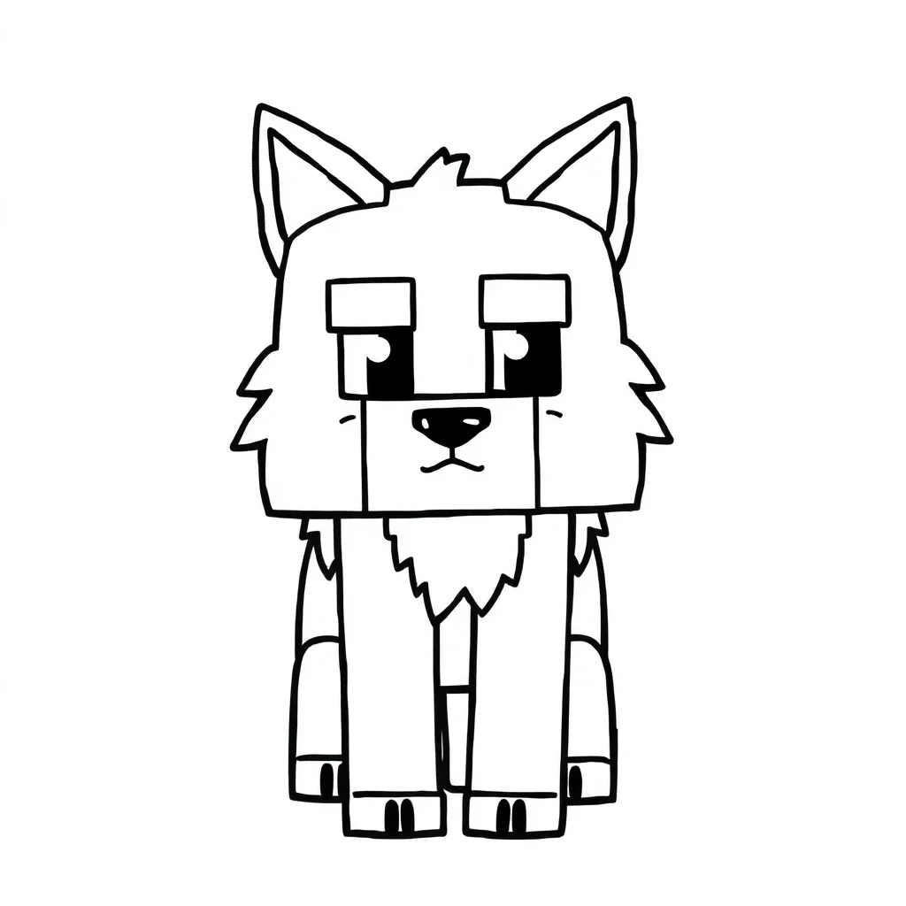 Minecraft a cute blocky minecraft wolf — easy minecraft coloring page