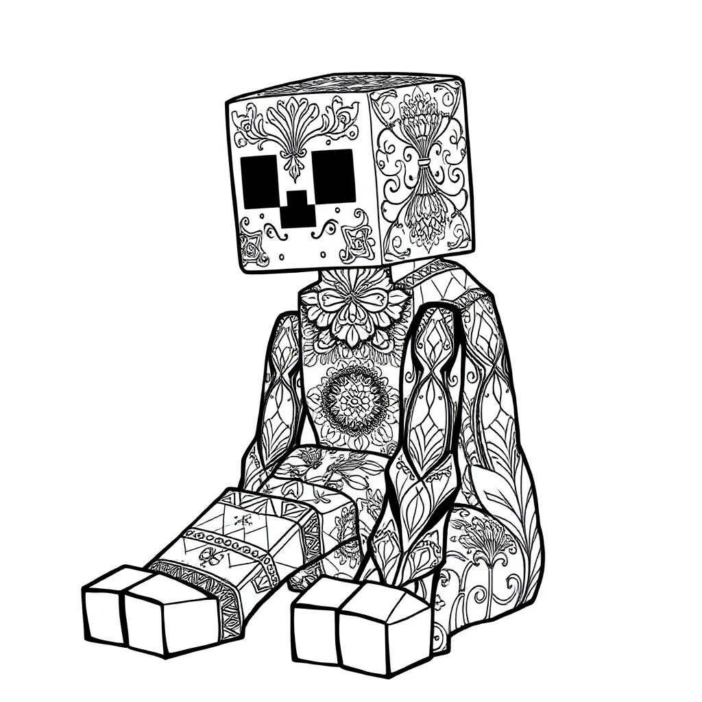 Minecraft a minecraft enderman sitting — Minecraft coloring page